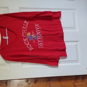 Bella Missy Jayhawk women's V neck long sleeve t shirt